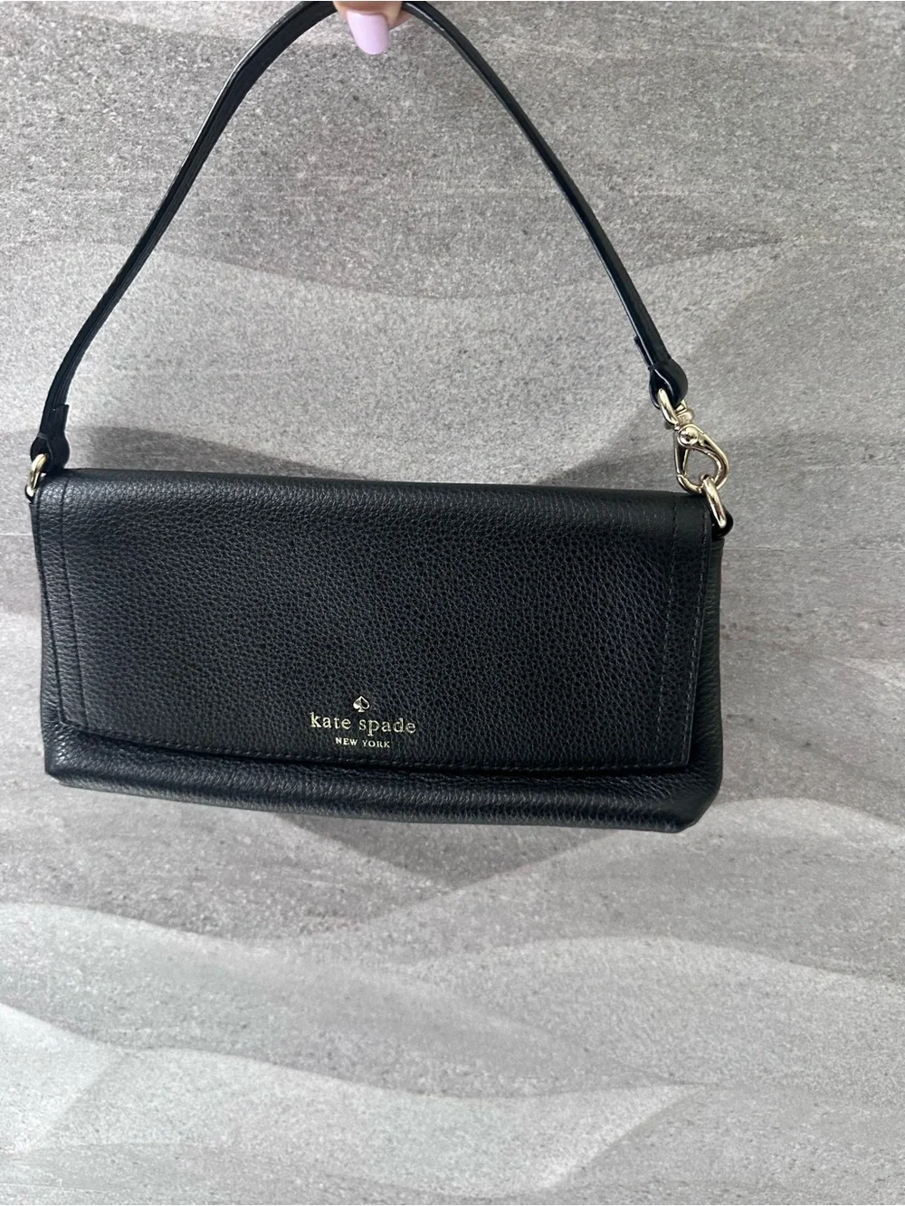 Kate Spade Black Pebbled Leather Clutch Shoulder Bag
